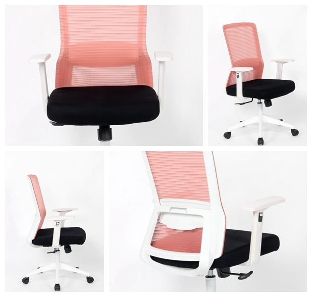 Office Chair Ergonomic Desk Rotatable MID Back Mesh Chair with Adjustable, Wheels, Arms and Waist Support Black&Pink